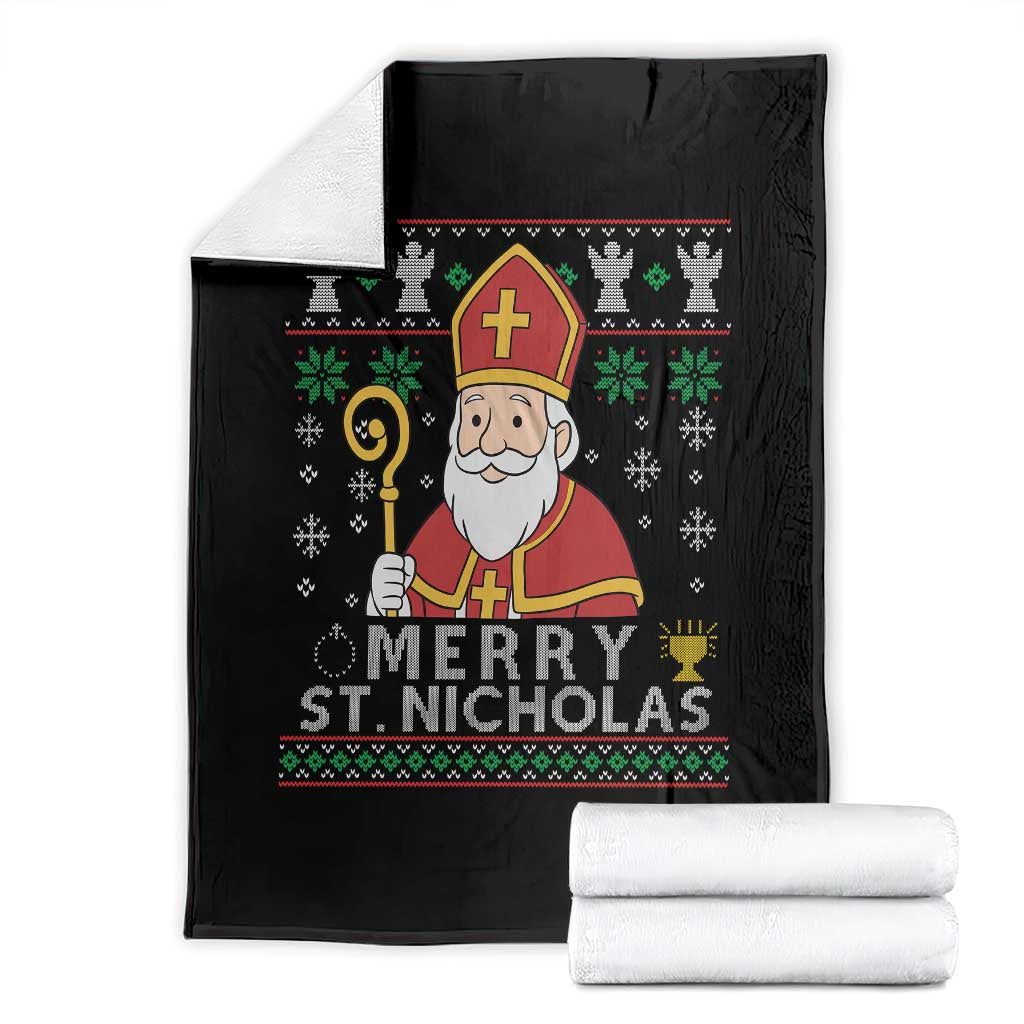 Saint Nicholas Santa Claus Christmas Throw Blanket TS14 Black Print Your Wear