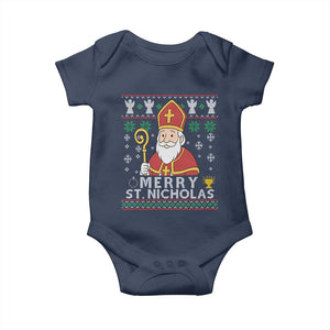 Saint Nicholas Santa Claus Christmas Baby Onesie TS14 Navy Print Your Wear