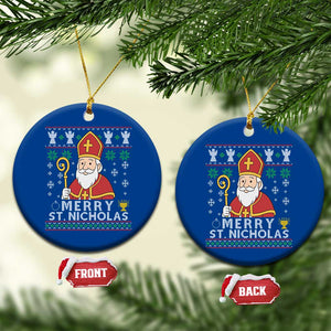 Saint Nicholas Santa Claus Christmas Ceramic Ornament TS14 1pc Blue Print Your Wear