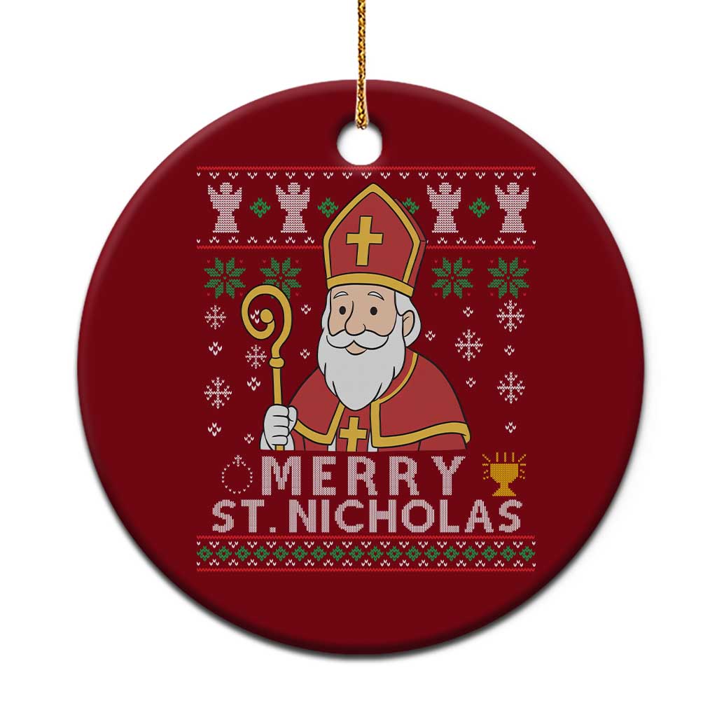 Saint Nicholas Santa Claus Christmas Ceramic Ornament TS14 1pc Red Print Your Wear