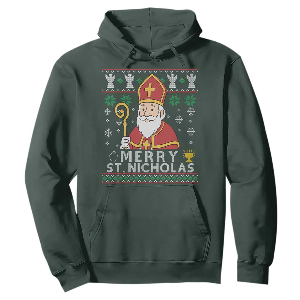 Saint Nicholas Santa Claus Christmas Hoodie TS14 Dark Forest Green Print Your Wear