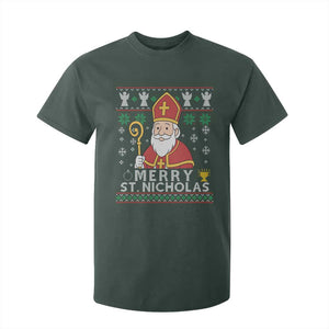 Saint Nicholas Santa Claus Christmas T Shirt For Kid TS14 Dark Forest Green Print Your Wear