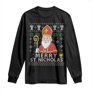 Saint Nicholas Santa Claus Christmas Long Sleeve Shirt TS14 Black Print Your Wear