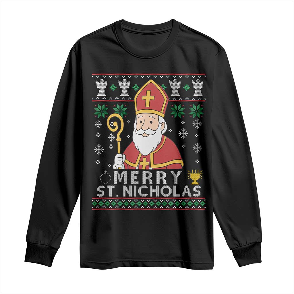 Saint Nicholas Santa Claus Christmas Long Sleeve Shirt TS14 Black Print Your Wear