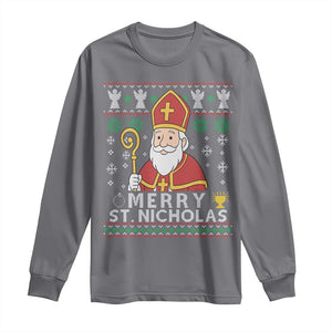 Saint Nicholas Santa Claus Christmas Long Sleeve Shirt TS14 Charcoal Print Your Wear
