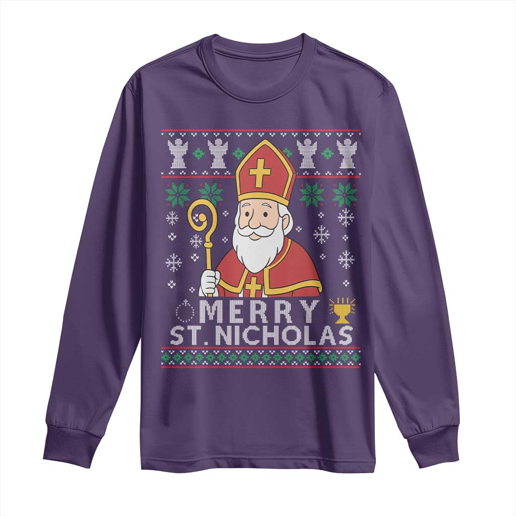 Saint Nicholas Santa Claus Christmas Long Sleeve Shirt TS14 Purple Print Your Wear