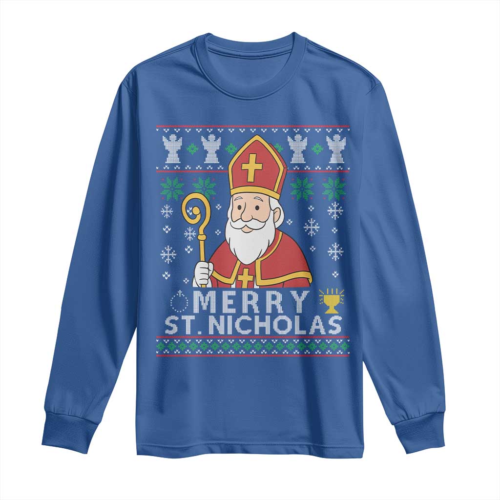 Saint Nicholas Santa Claus Christmas Long Sleeve Shirt TS14 Royal Blue Print Your Wear