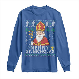 Saint Nicholas Santa Claus Christmas Long Sleeve Shirt TS14 Royal Blue Print Your Wear