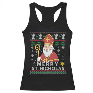 Saint Nicholas Santa Claus Christmas Racerback Tank Top TS14 Black Print Your Wear