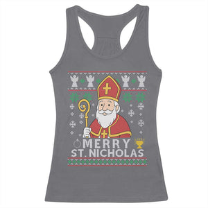 Saint Nicholas Santa Claus Christmas Racerback Tank Top TS14 Charcoal Print Your Wear