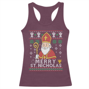 Saint Nicholas Santa Claus Christmas Racerback Tank Top TS14 Maroon Print Your Wear