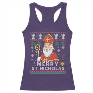Saint Nicholas Santa Claus Christmas Racerback Tank Top TS14 Purple Print Your Wear