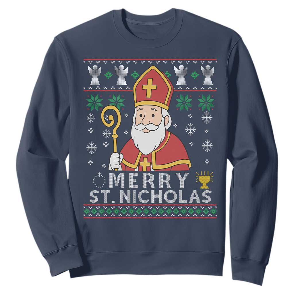 Saint Nicholas Santa Claus Christmas Sweatshirt TS14 Navy Print Your Wear