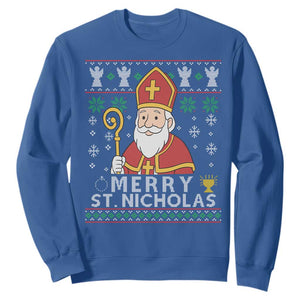 Saint Nicholas Santa Claus Christmas Sweatshirt TS14 Royal Blue Print Your Wear