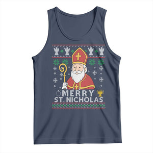 Saint Nicholas Santa Claus Christmas Tank Top TS14 Navy Print Your Wear