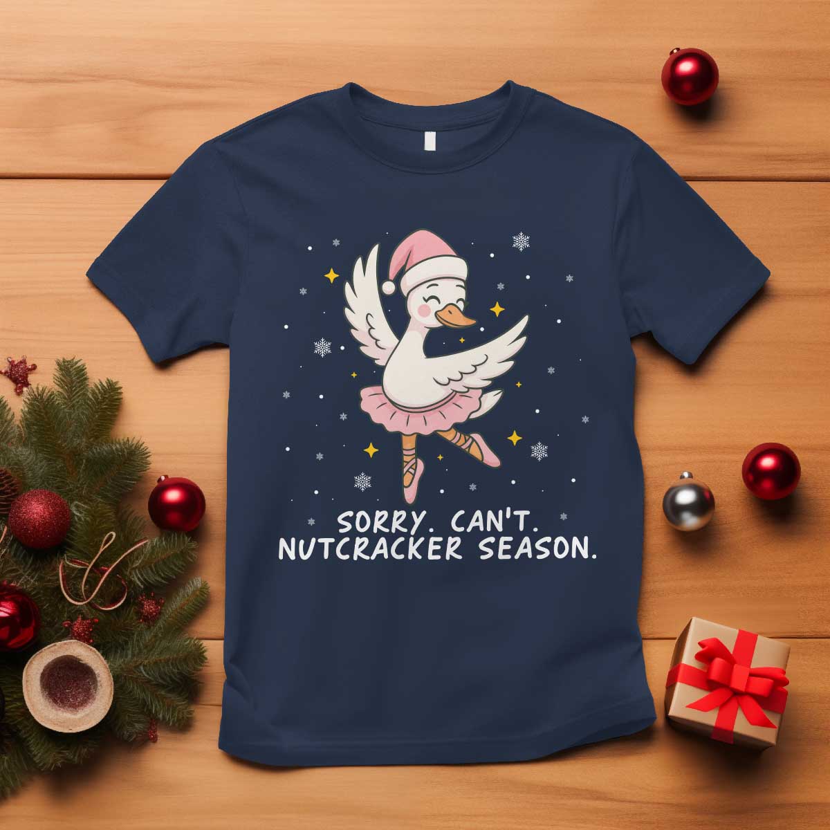 Nutcracker Goose Ballet Christmas T Shirt TS14 Navy Print Your Wear