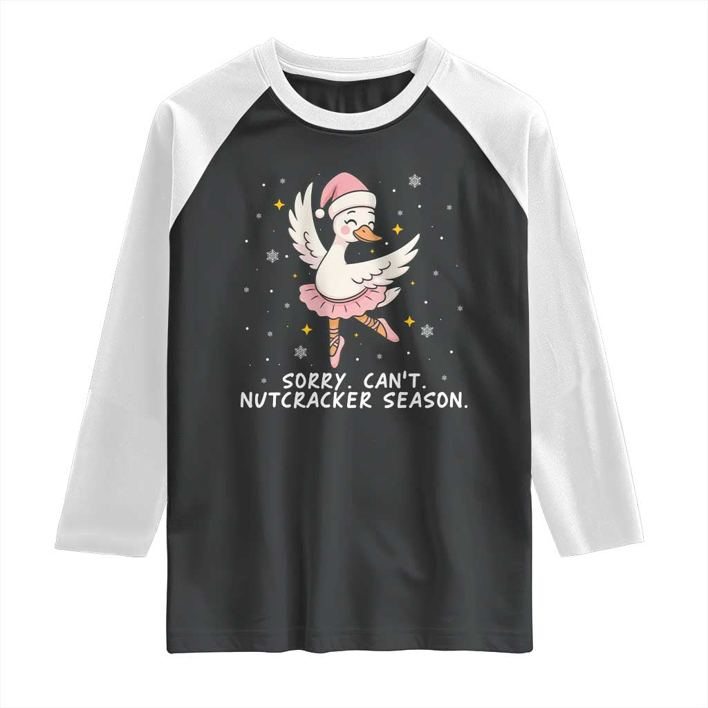 Nutcracker Goose Ballet Christmas Raglan Shirt TS14 Black White Print Your Wear