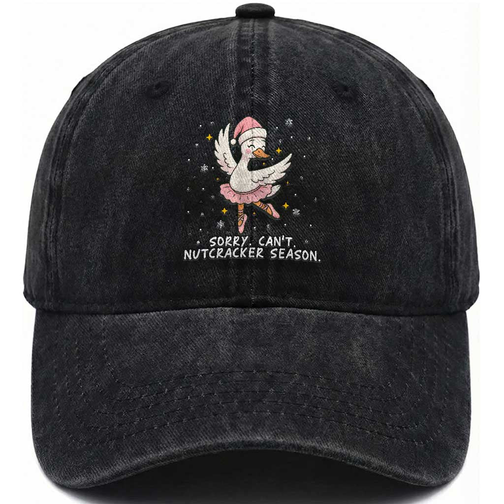 Nutcracker Goose Ballet Christmas Washed Cotton Baseball Cap TS14 Washed Cap Universal Fit Black Print Your Wear