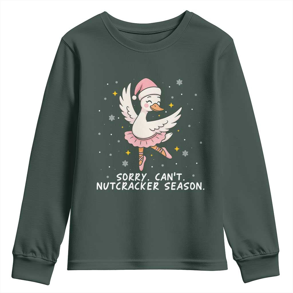 Nutcracker Goose Ballet Christmas Youth Sweatshirt TS14 Dark Forest Green Print Your Wear