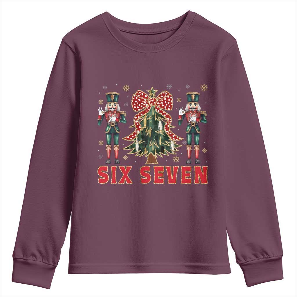 67 Six Seven Nutcracker Christmas Meme Youth Sweatshirt TS14 Maroon Print Your Wear