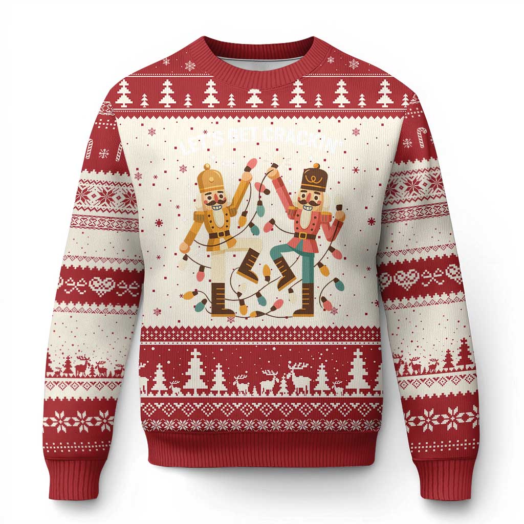 Funny Nutcracker Xmas Ugly Christmas Sweater Let Us Get Crackin TS14 Beige Red Print Your Wear