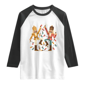 Funny Nutcracker Christmas Raglan Shirt Let Us Get Crackin TS14 White Black Print Your Wear