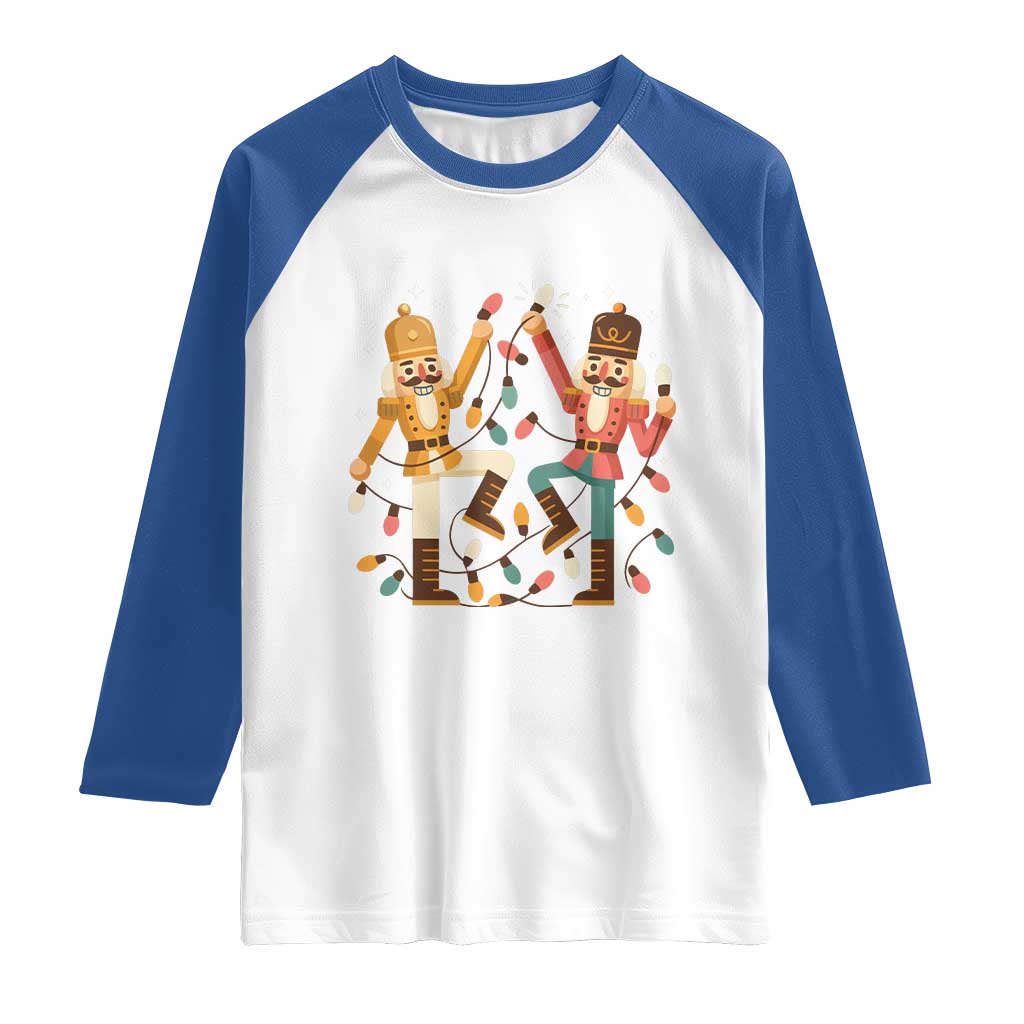 Funny Nutcracker Christmas Raglan Shirt Let Us Get Crackin TS14 White Royal Print Your Wear