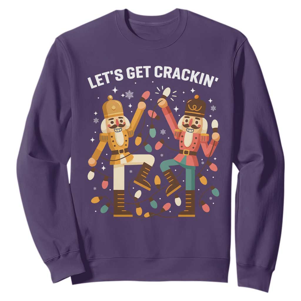 Funny Nutcracker Christmas Sweatshirt Let Us Get Crackin TS14 Purple Print Your Wear