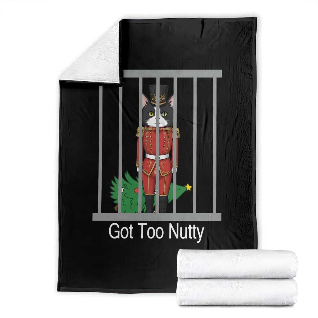 Funny Cat Nutcracker Christmas Throw Blanket Got Too Nutty TS14 Black Print Your Wear