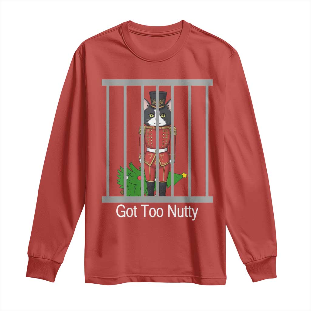 Funny Cat Nutcracker Christmas Long Sleeve Shirt Got Too Nutty TS14 Red Print Your Wear