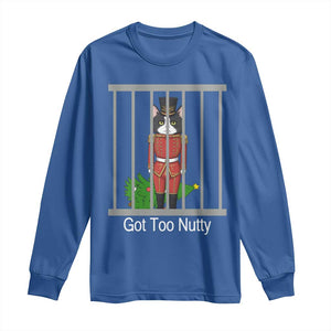 Funny Cat Nutcracker Christmas Long Sleeve Shirt Got Too Nutty TS14 Royal Blue Print Your Wear