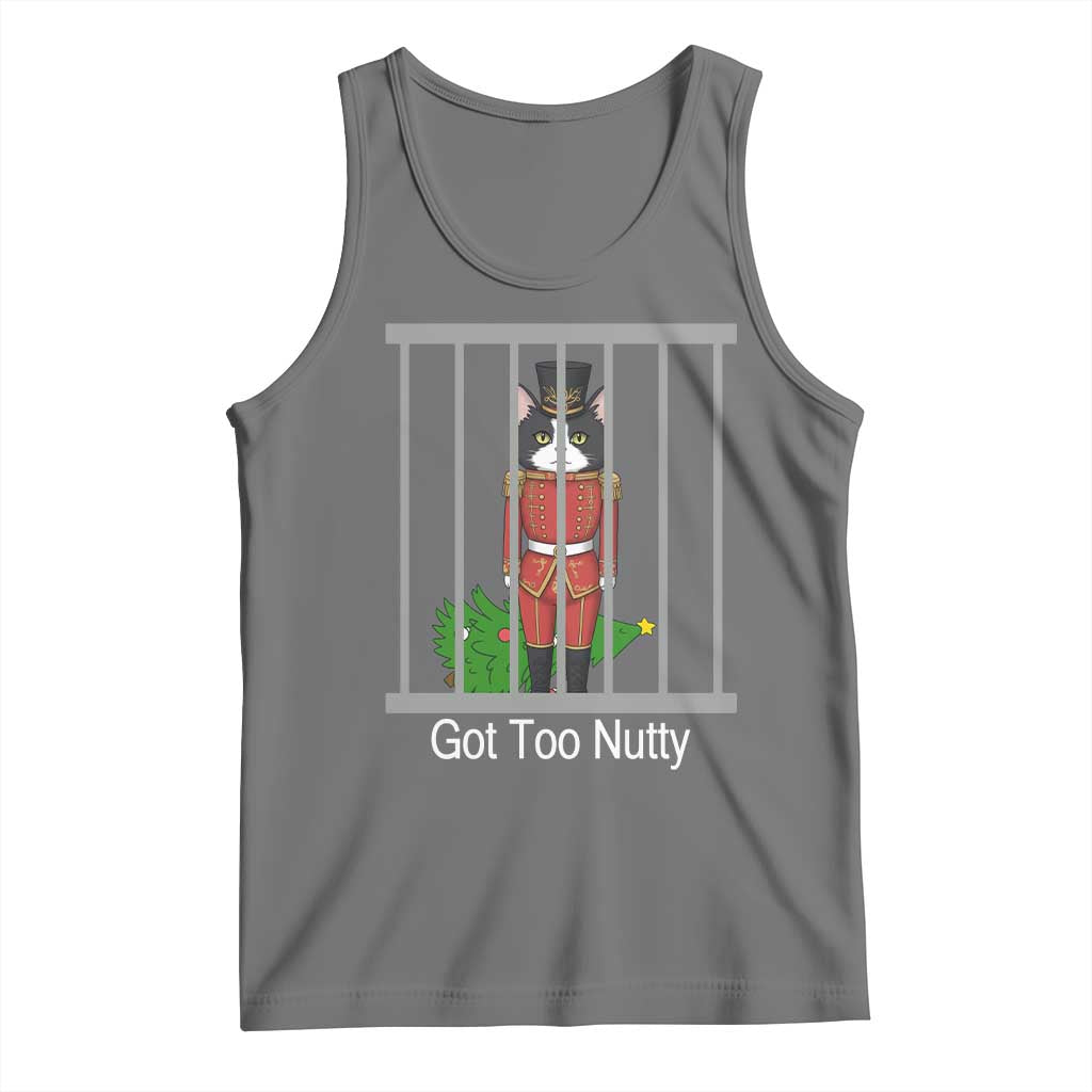 Funny Cat Nutcracker Christmas Tank Top Got Too Nutty TS14 Black Heather Print Your Wear