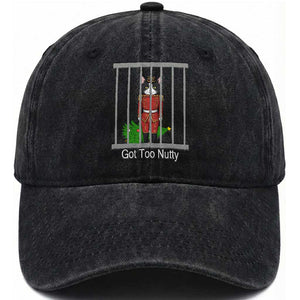 Funny Cat Nutcracker Christmas Washed Cotton Baseball Cap Got Too Nutty TS14 Washed Cap Universal Fit Black Print Your Wear