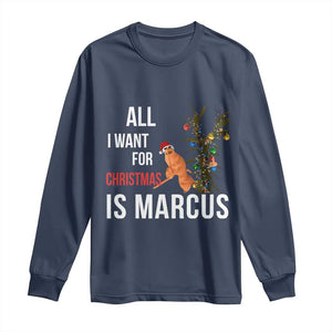 Marcus The Worm Robert Christmas Meme Long Sleeve Shirt All I Want For Xmas Is Marcus TS14 Navy Print Your Wear