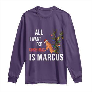 Marcus The Worm Robert Christmas Meme Long Sleeve Shirt All I Want For Xmas Is Marcus TS14 Purple Print Your Wear
