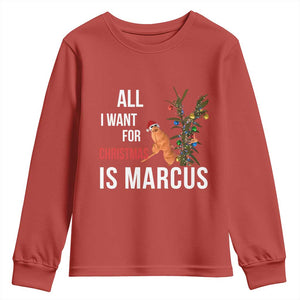Marcus The Worm Robert Christmas Meme Youth Sweatshirt All I Want For Xmas Is Marcus TS14 Red Print Your Wear
