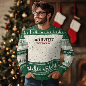 Hot Buffet Available All Day Ugly Christmas Sweater Funny Cooking Food TS14 Beige Green Print Your Wear