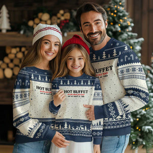 Hot Buffet Available All Day Ugly Christmas Sweater Funny Cooking Food TS14 Beige Navy Print Your Wear