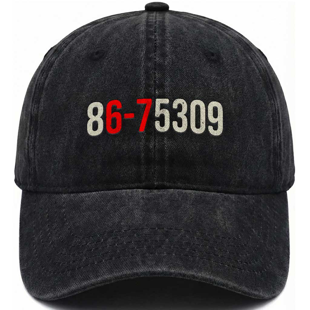 67 Six Seven Meme Washed Cotton Baseball Cap Vintage 80s Music 8675309 Jenny TS14 Washed Cap Universal Fit Black Print Your Wear