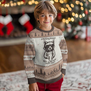 Undiagnosed But Something Aint Right Ugly Christmas Sweater Funny Racoon Saying TS14 Mocha Mousse Print Your Wear