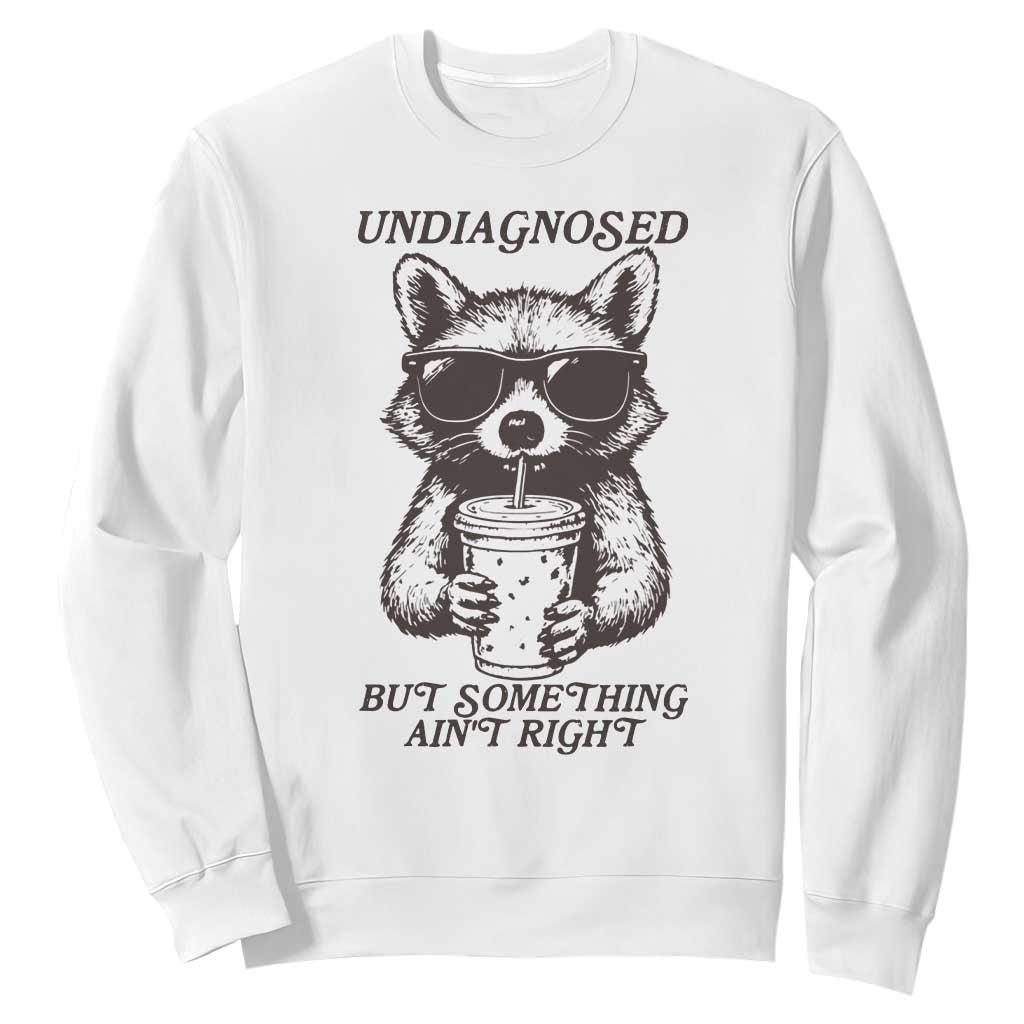 Undiagnosed But Something Aint Right Sweatshirt Funny Racoon Saying TS14 White Print Your Wear