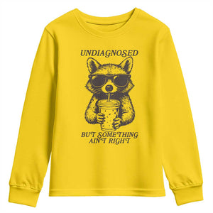 Undiagnosed But Something Aint Right Youth Sweatshirt Funny Racoon Saying TS14 Daisy Print Your Wear