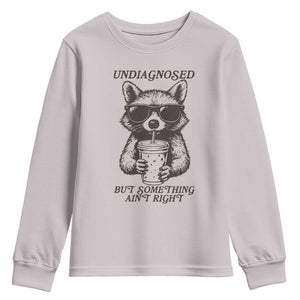 Undiagnosed But Something Aint Right Youth Sweatshirt Funny Racoon Saying TS14 Ice Gray Print Your Wear