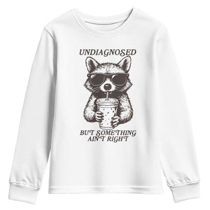 Undiagnosed But Something Aint Right Youth Sweatshirt Funny Racoon Saying TS14 White Print Your Wear