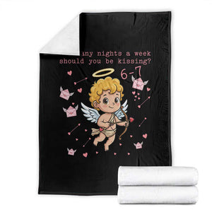 67 Valentine Meme Throw Blanket Funny Six Seven Cupid Saying TS14 Black Print Your Wear