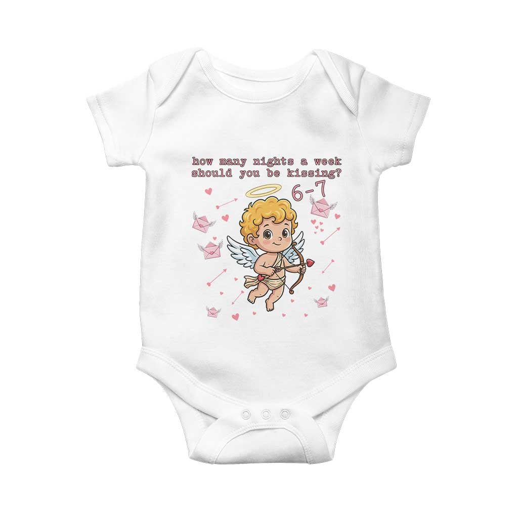 67 Valentine Meme Baby Onesie Funny Six Seven Cupid Saying TS14 White Print Your Wear