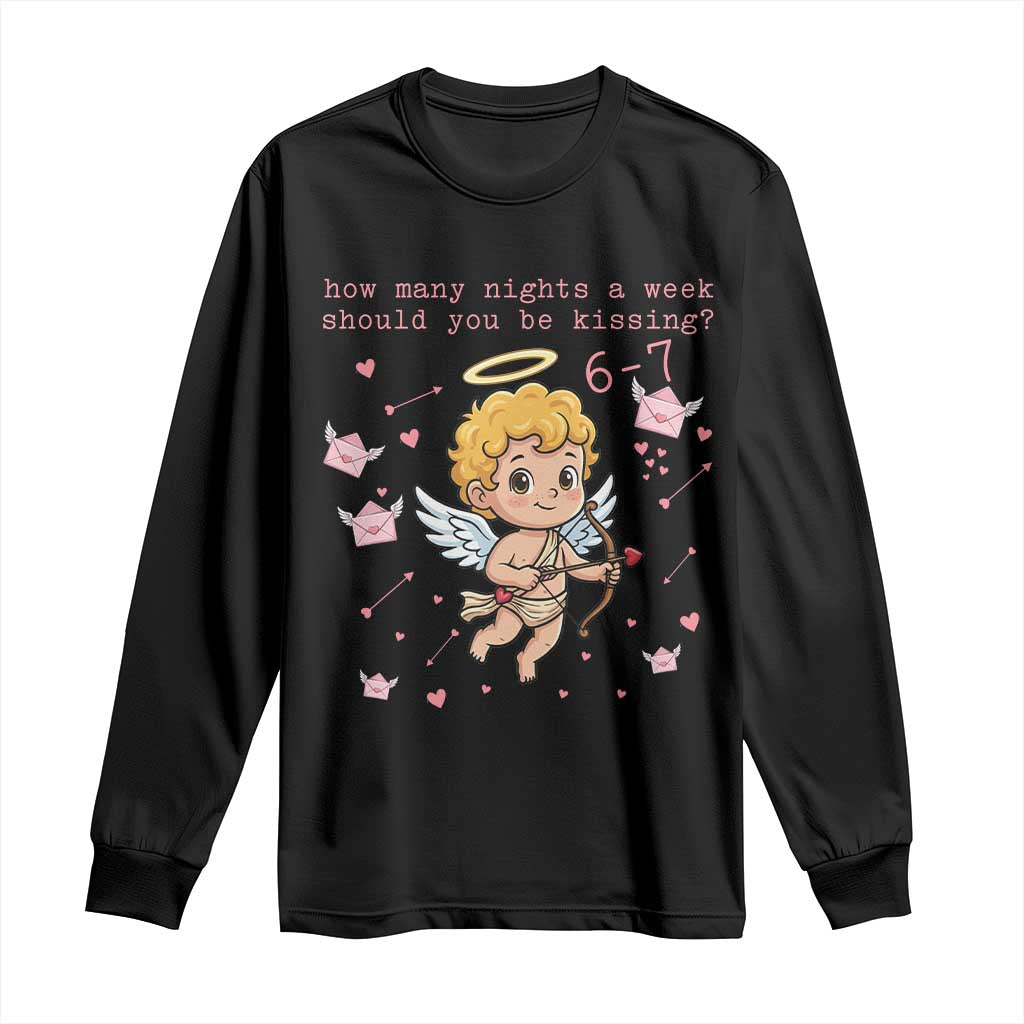 67 Valentine Meme Long Sleeve Shirt Funny Six Seven Cupid Saying TS14 Black Print Your Wear