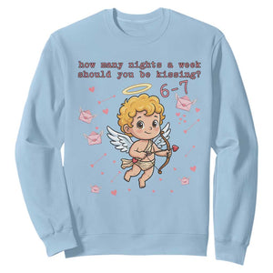 67 Valentine Meme Sweatshirt Funny Six Seven Cupid Saying TS14 Light Blue Print Your Wear
