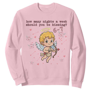 67 Valentine Meme Sweatshirt Funny Six Seven Cupid Saying TS14 Light Pink Print Your Wear