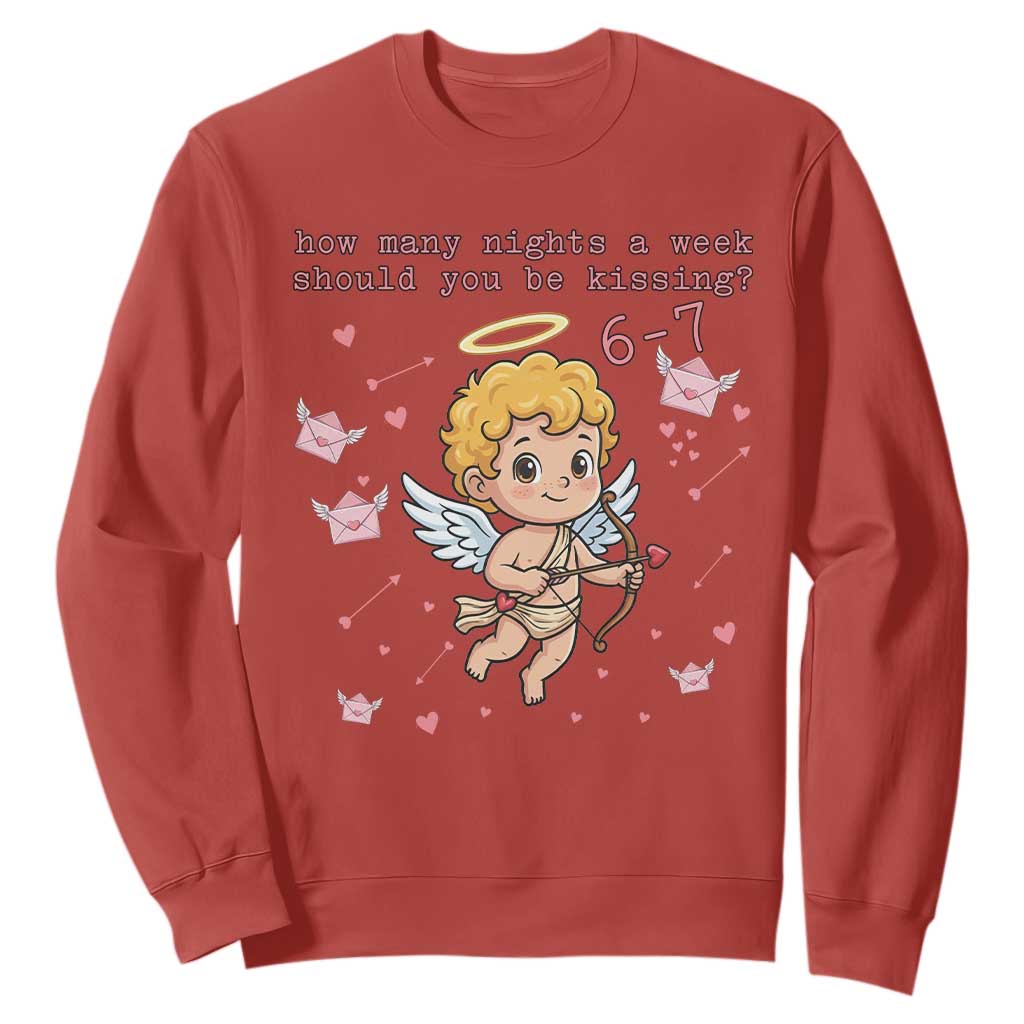 67 Valentine Meme Sweatshirt Funny Six Seven Cupid Saying TS14 Red Print Your Wear